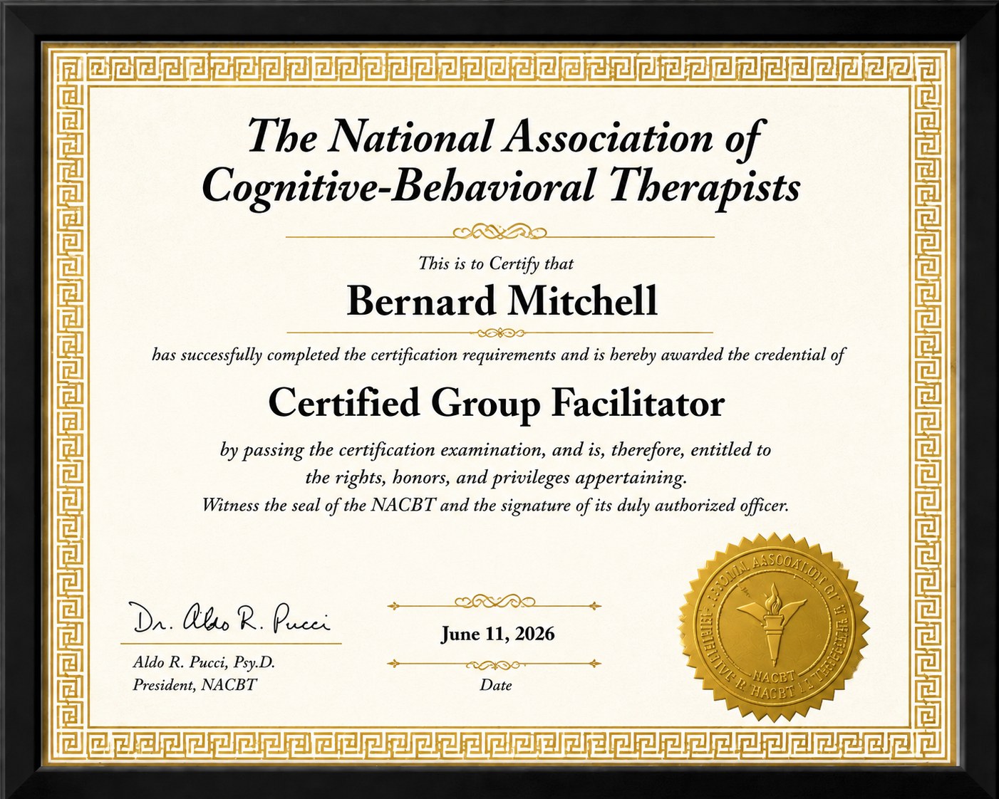 Certified Group Facilitator certificate preview