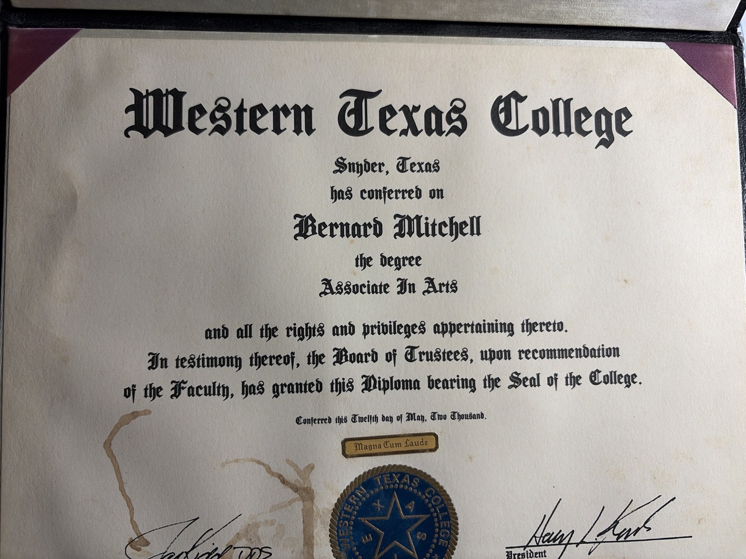 Western Texas College diploma preview